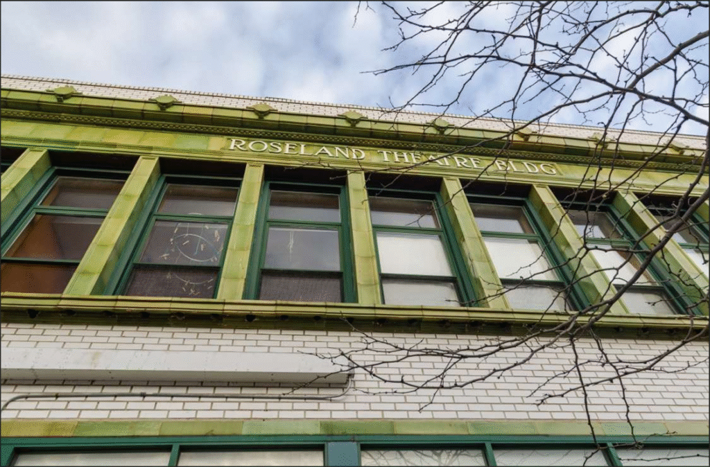 Roseland Theater Building at 113th Place in Roseland’s Michigan Avenue Commercial District © Eric Allix Rogers
