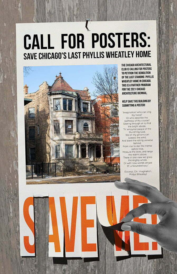 Call for Posters, Phyllis Wheatley Home, 5128 S. Michigan Ave. Poster Credit: Nathan Rennich / Chicago Architectural Club
