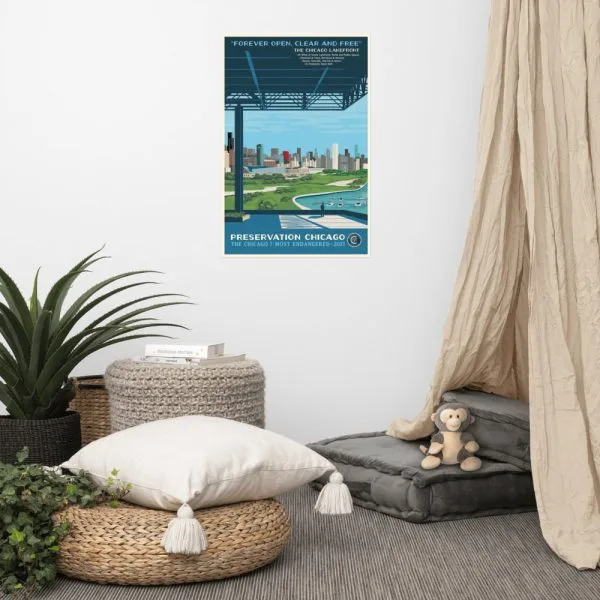 The Chicago Lakefront Poster, Preservation Chicago Most Endangered 2021, 24x36 poster