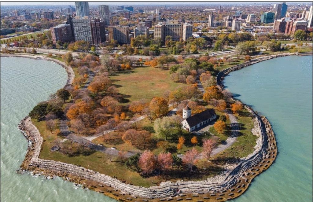 Promontory Point, 1937, Alfred Caldwell, Chicago Lakefront between 54th and 56th Streets. Photo Credit: Eric Allix Rogers