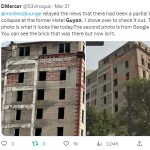 Guyon Hotel falling bricks Debbie Mercer tweet