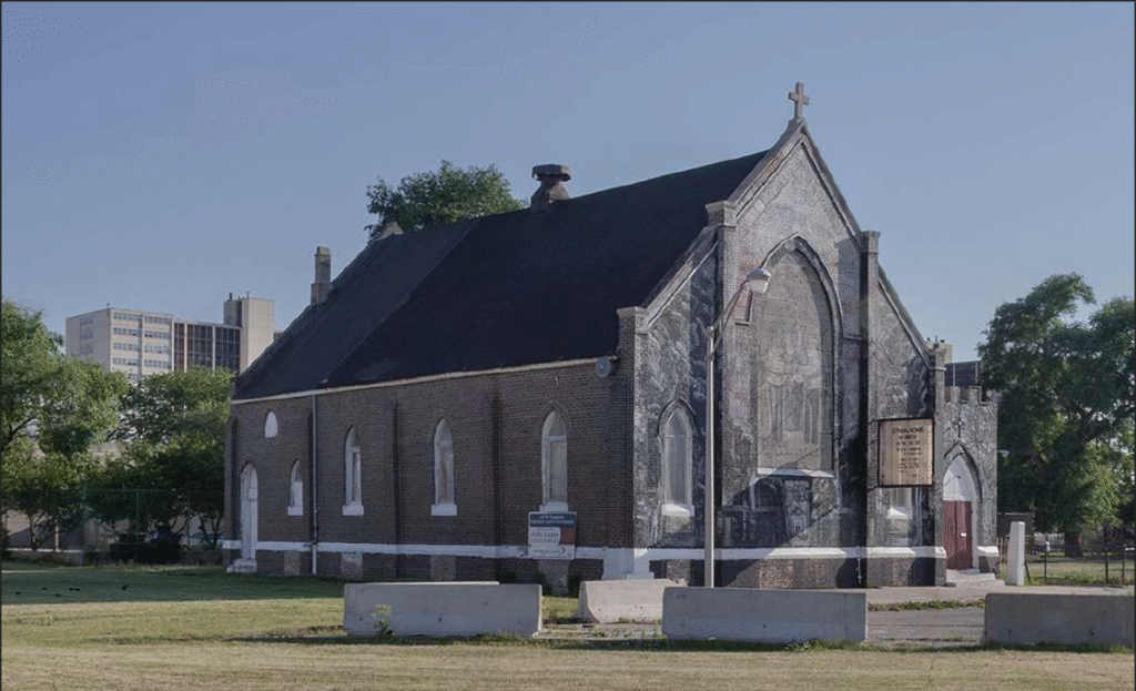 All of Mankind Mural by William Walker (1972) at San Marcello Mission Church / Stranger’s Home Missionary Baptist Church, 1901, John Neal Tilton, 617 W. Evergreen Avenue. Photo cre
