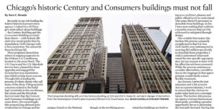 OP-ED: Sara C. Bronin: Chicago’s Historic Century and Consumers Buildings Must Not Fall (Chicago 7 2011, 2013, 2022, 2023, 2024)