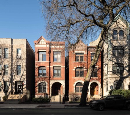 Sheffield-Belden Group, northwest corner of Sheffield and Belden Avenues. Freestanding townhouses, 2308, 2310, 2314 & 2316 N. Sheffield Ave., Lincoln Park. John Morrell and others, 1890-1893. Demolished July 2026. Photo credit: Serhii Chrucky / EstoFull building permit issued for DePaul Basketball practice facility; The building will replace a series of century-old buildings, Lukas Kugler, Urbanize Chicago, 8/12/26
